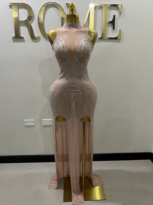 Athena Crystal Dress (Nude)