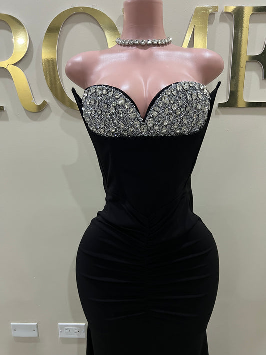 Hazel Crystal Corset Dress (Black)