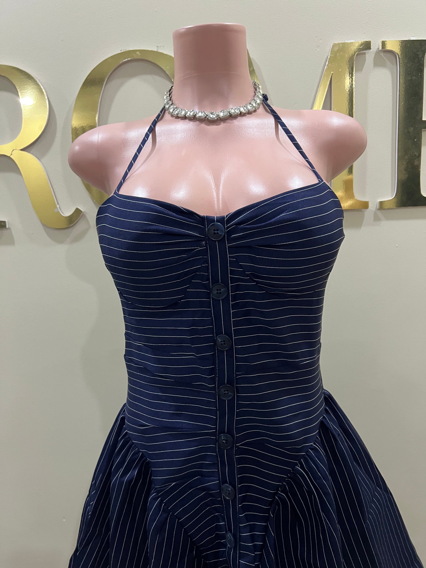 Pinstripe Diana Dress (Blue)