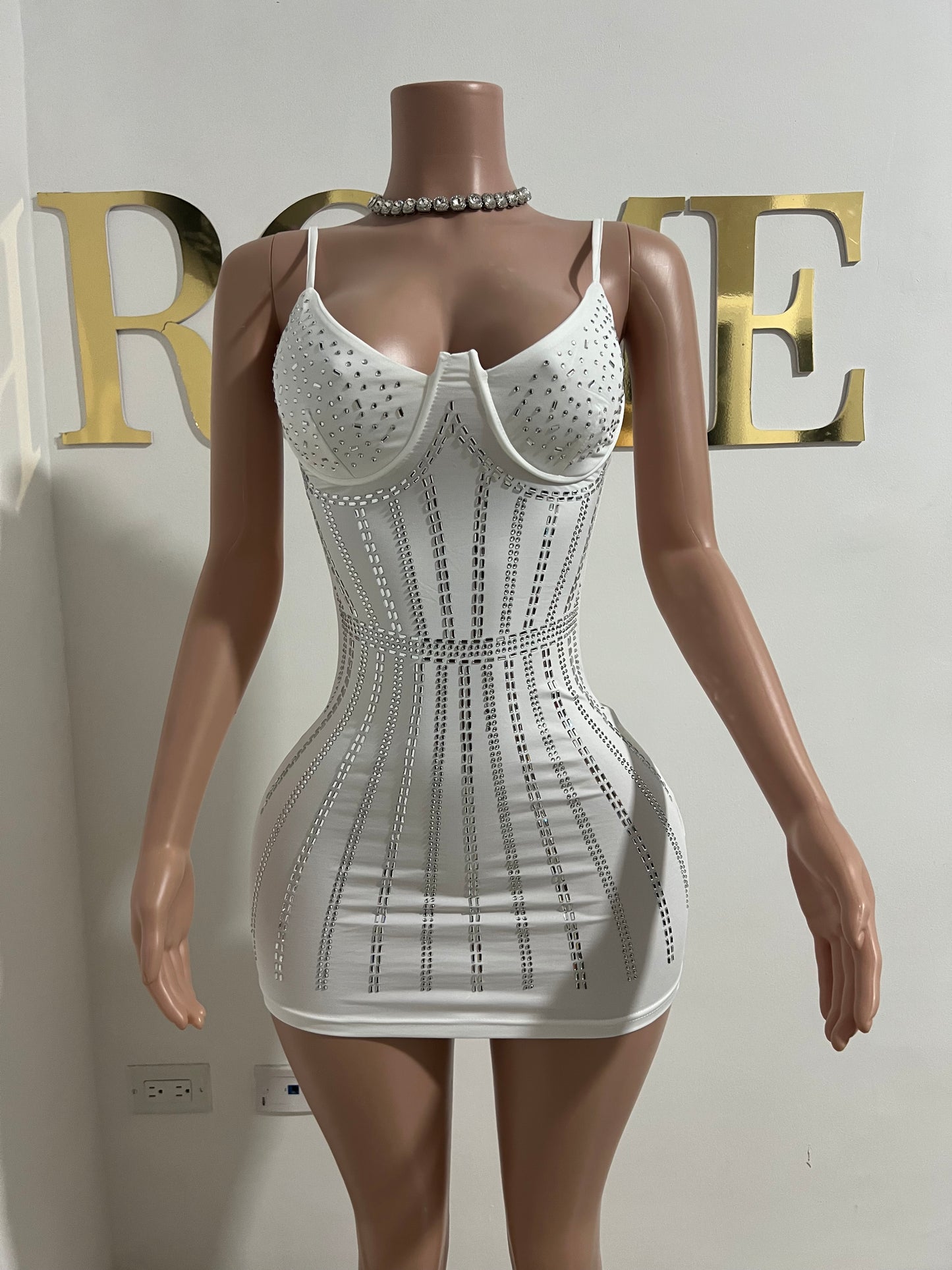 Medusa Super Mini Dress (White)