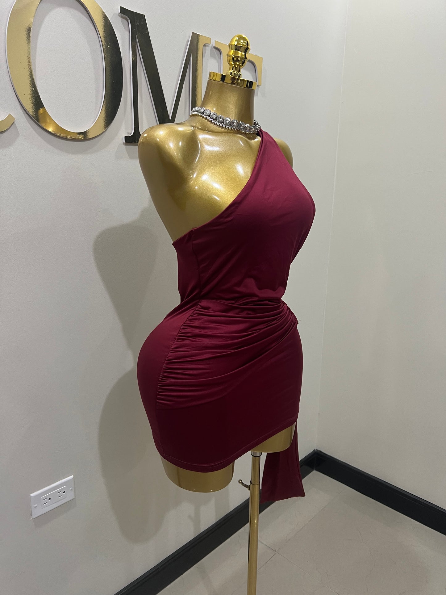 Angle Super Mini Allegra Dress (Burgundy)