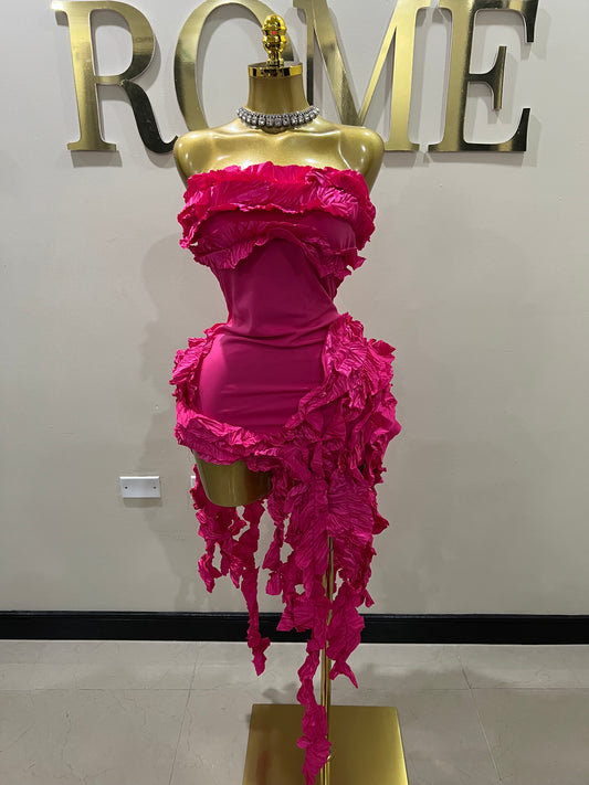 Kate Rouched Mini Dress (Pink)