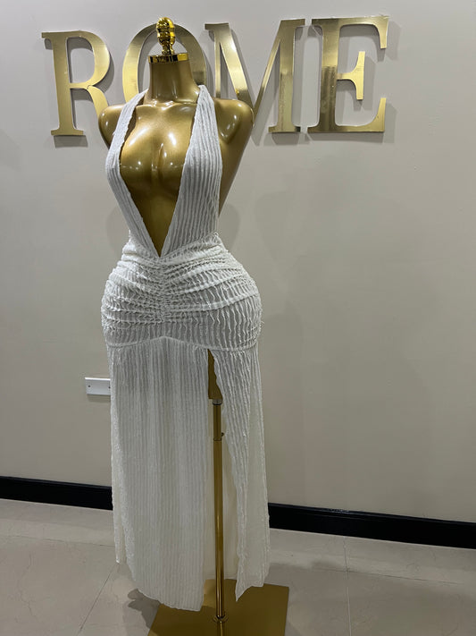 Lily Nara Halter Dress (Cream/Off-White)