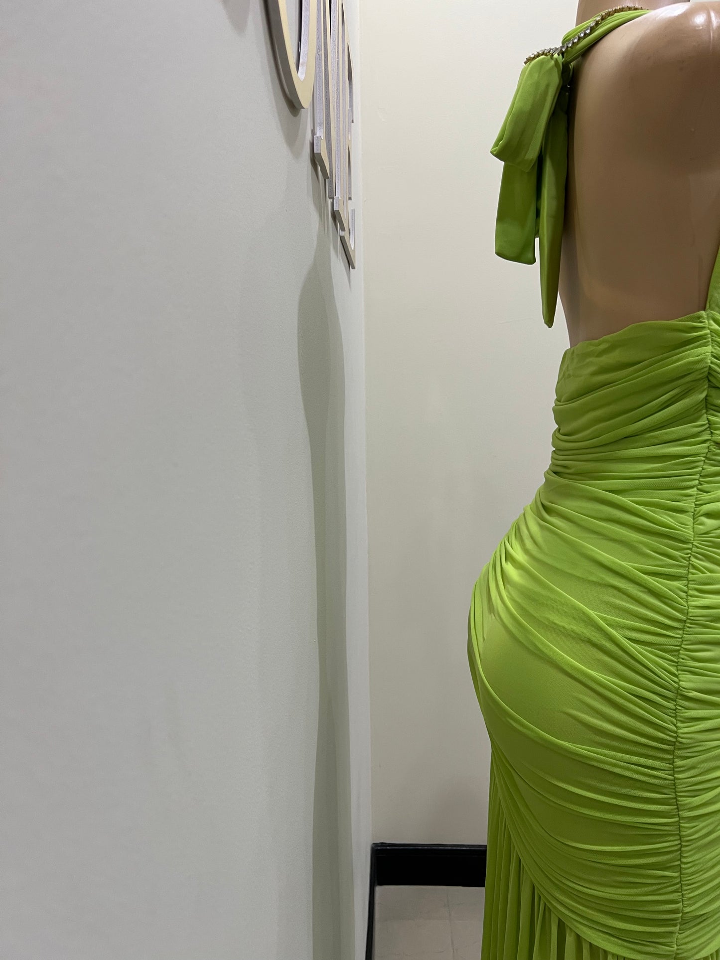 Michelle Eve Deep V Dress (Green)