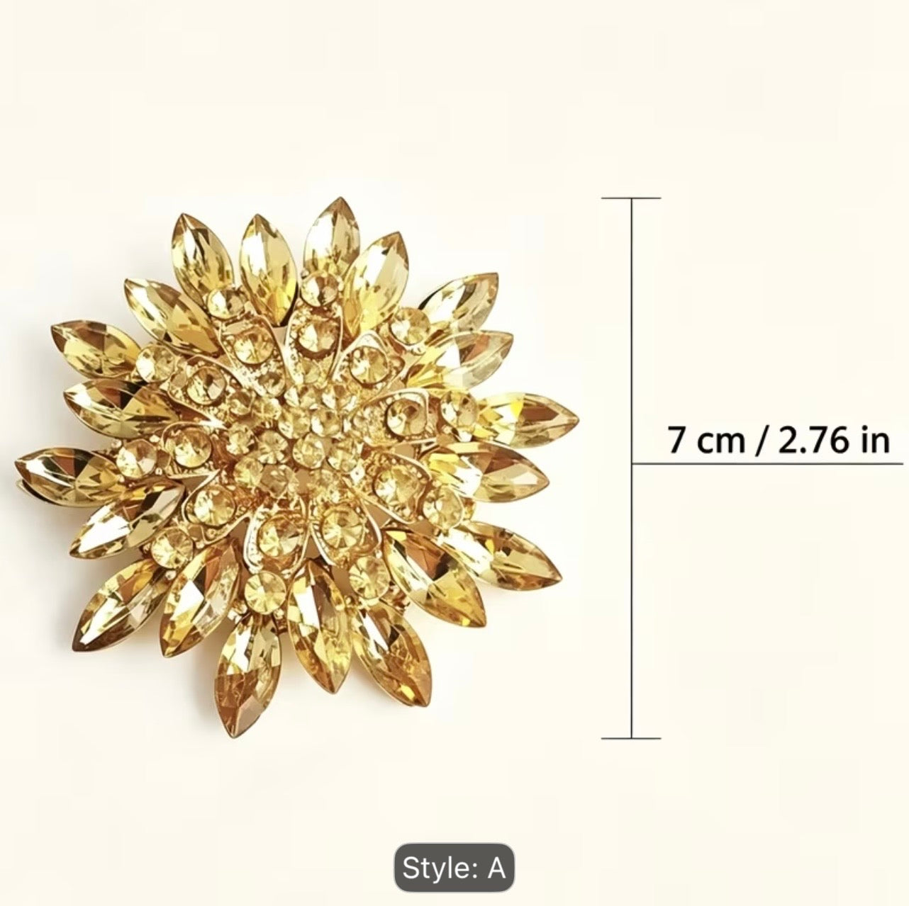 Flower Gemstone Brooch (Gold)
