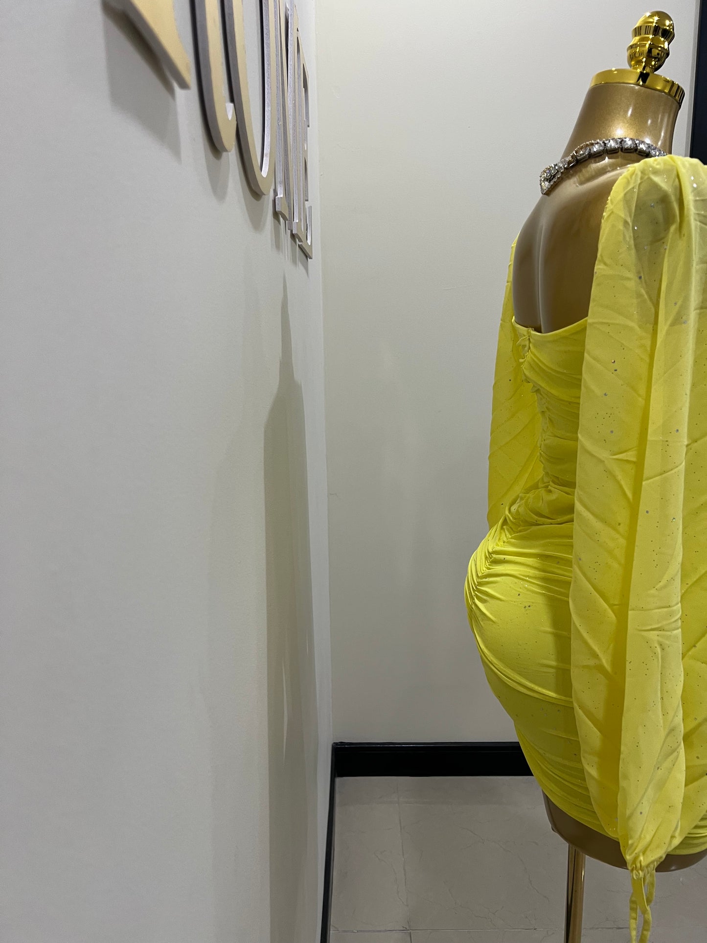 Aubrey Sprinkles Mesh Dress (Yellow)