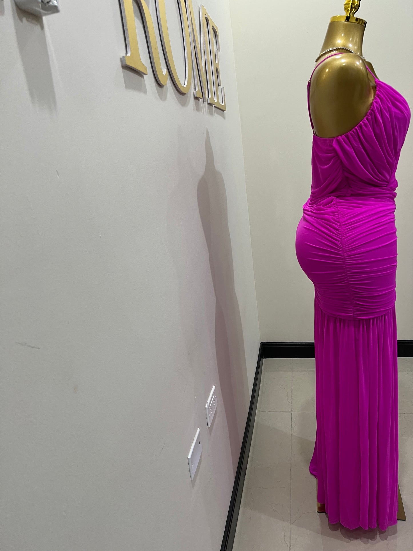 Michelle Celine Strap Dress (Bright Pink)