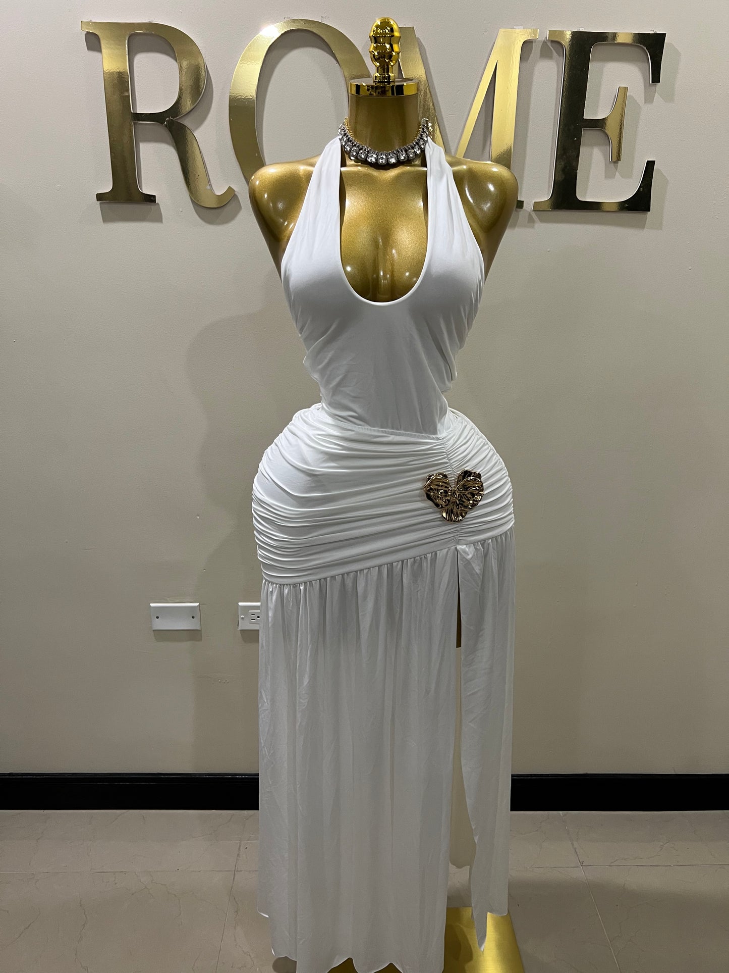 Nara Petal 2 Pcs Bodysuit & Skirt Set (White)