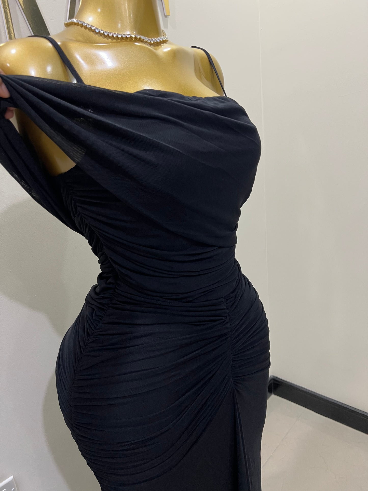 Michelle Taylor Spaghetti Strap Dress (Black)