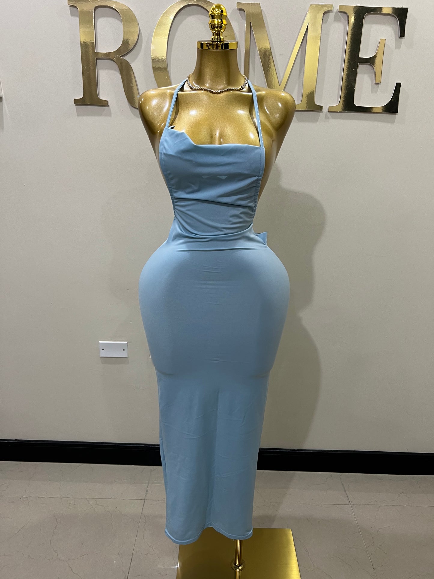 Carey Slant Dress (Blue)