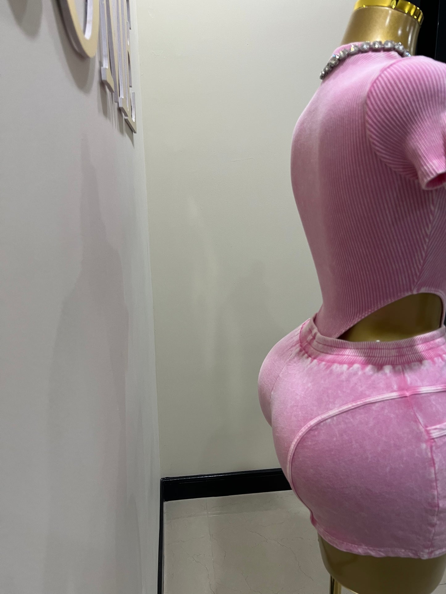 Tianna Bodysuit Shorts Set (Pink)