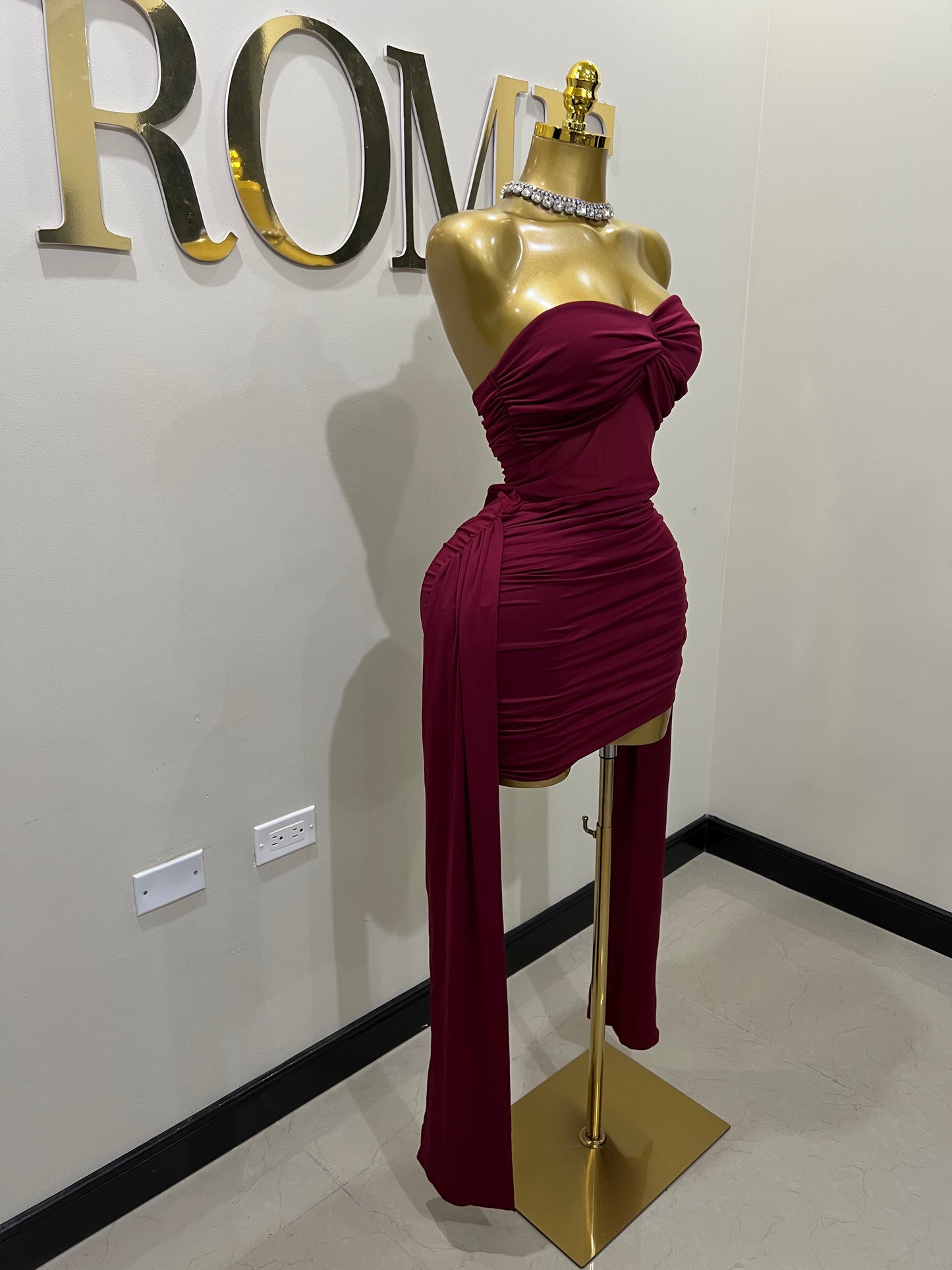Sweetheart Nara Short Dress (Burgundy)
