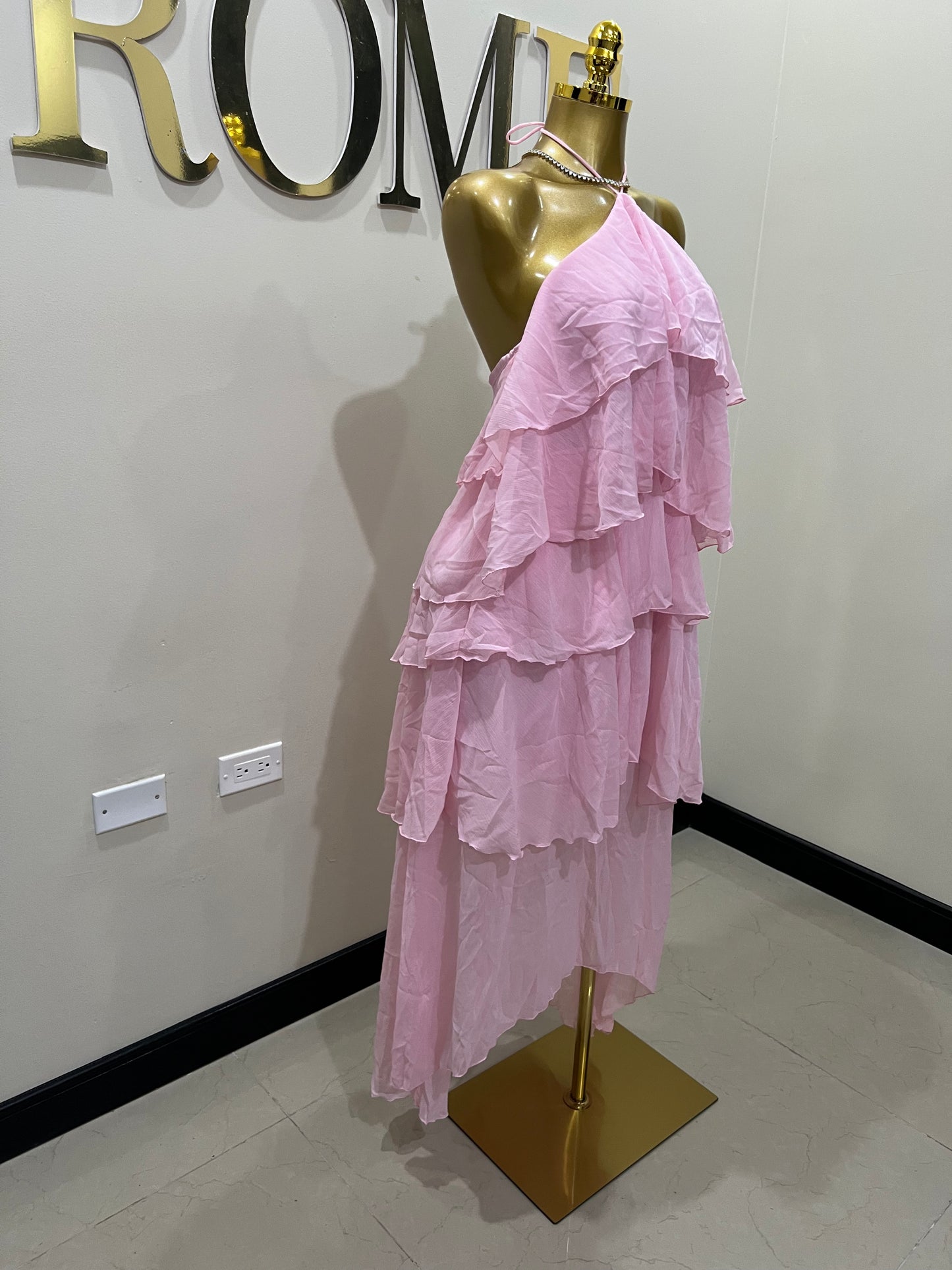 Rumi Ruffle Long Dress (Pink)