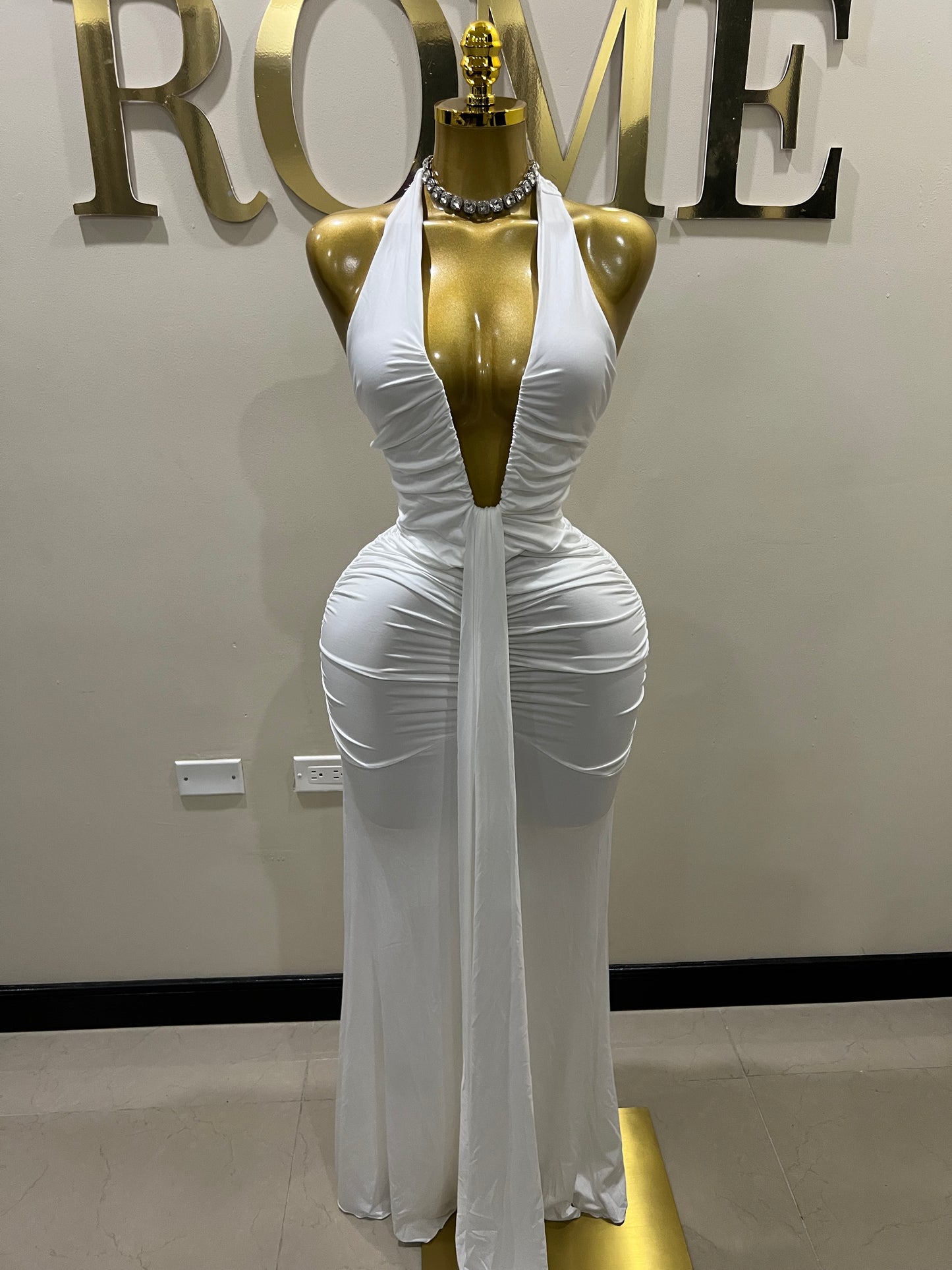 Chinelle Nara Halter Dress (White)