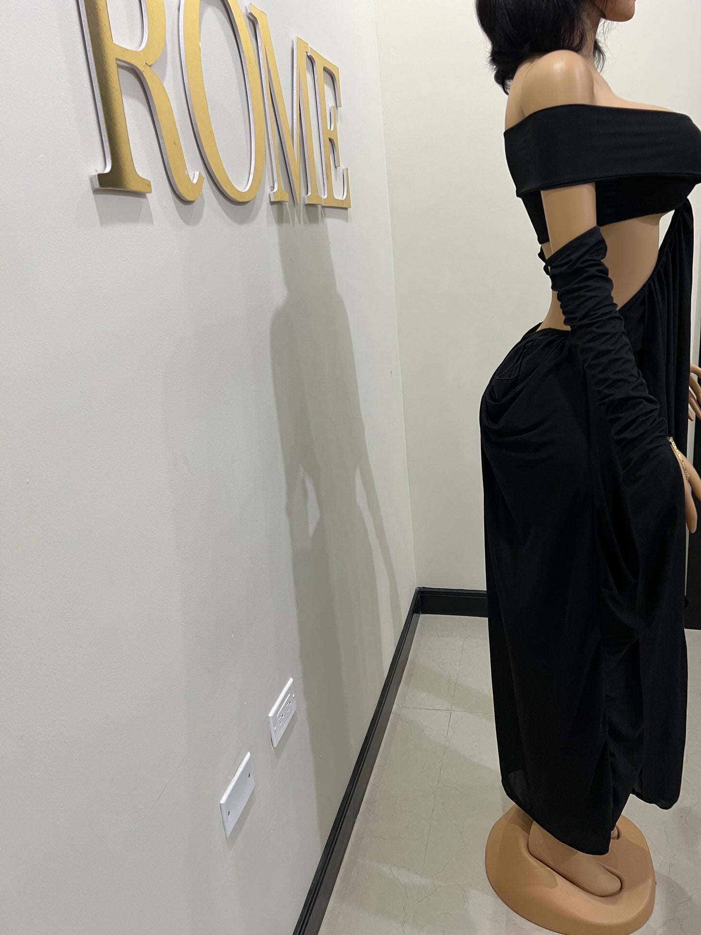 Ruby Mesh Dress with Arm Pcs (Black)