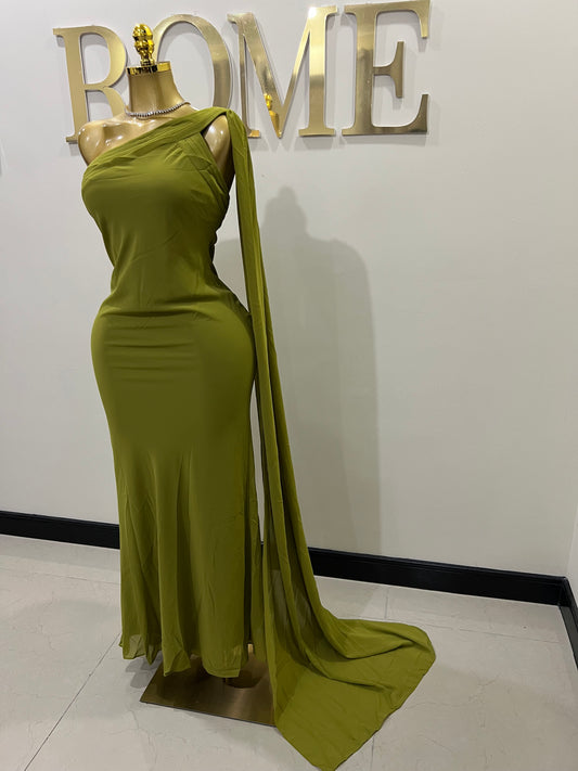 Isabella Chiffon Dress (Green)