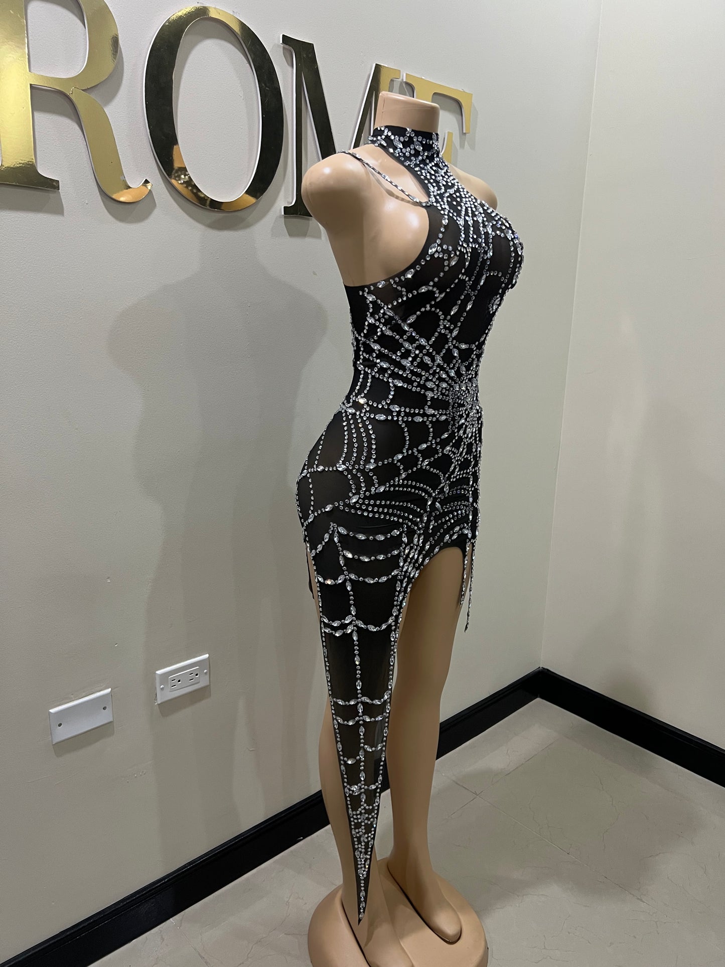 Charlotte’s Web Gemstone Mesh Dress (Black)