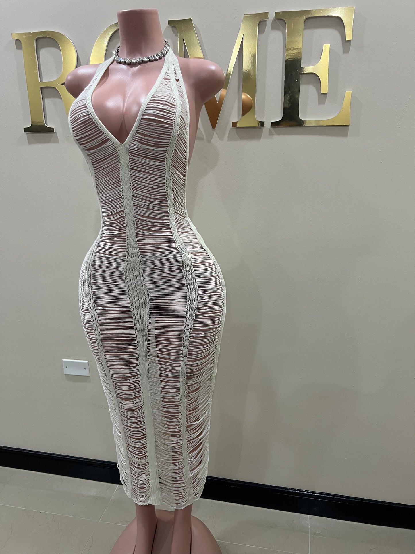 V Shaped Gianna Resort Dress (Off-White)