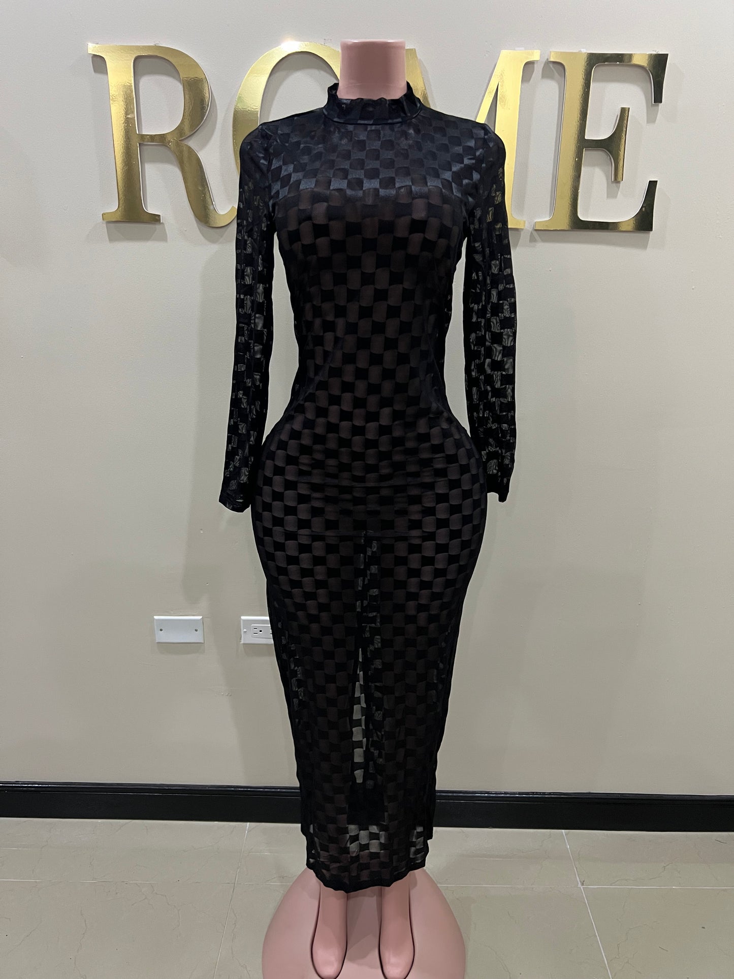 Nia Long Mesh Dress (Black)