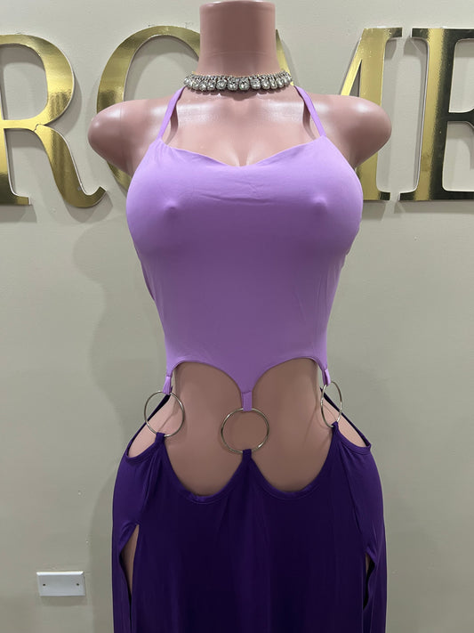 Risa Rings High Spilts Dress (Purple)