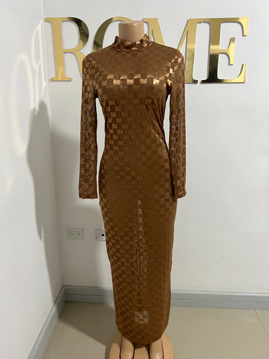 Nia Long Mesh Dress (Brown)