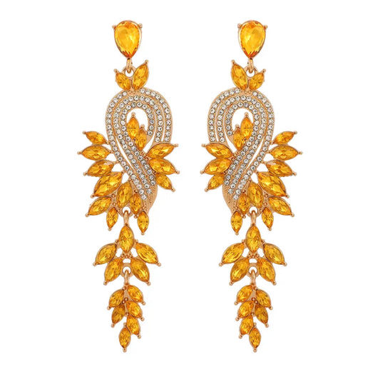 Hollywood Crystal Earrings (Yellow)