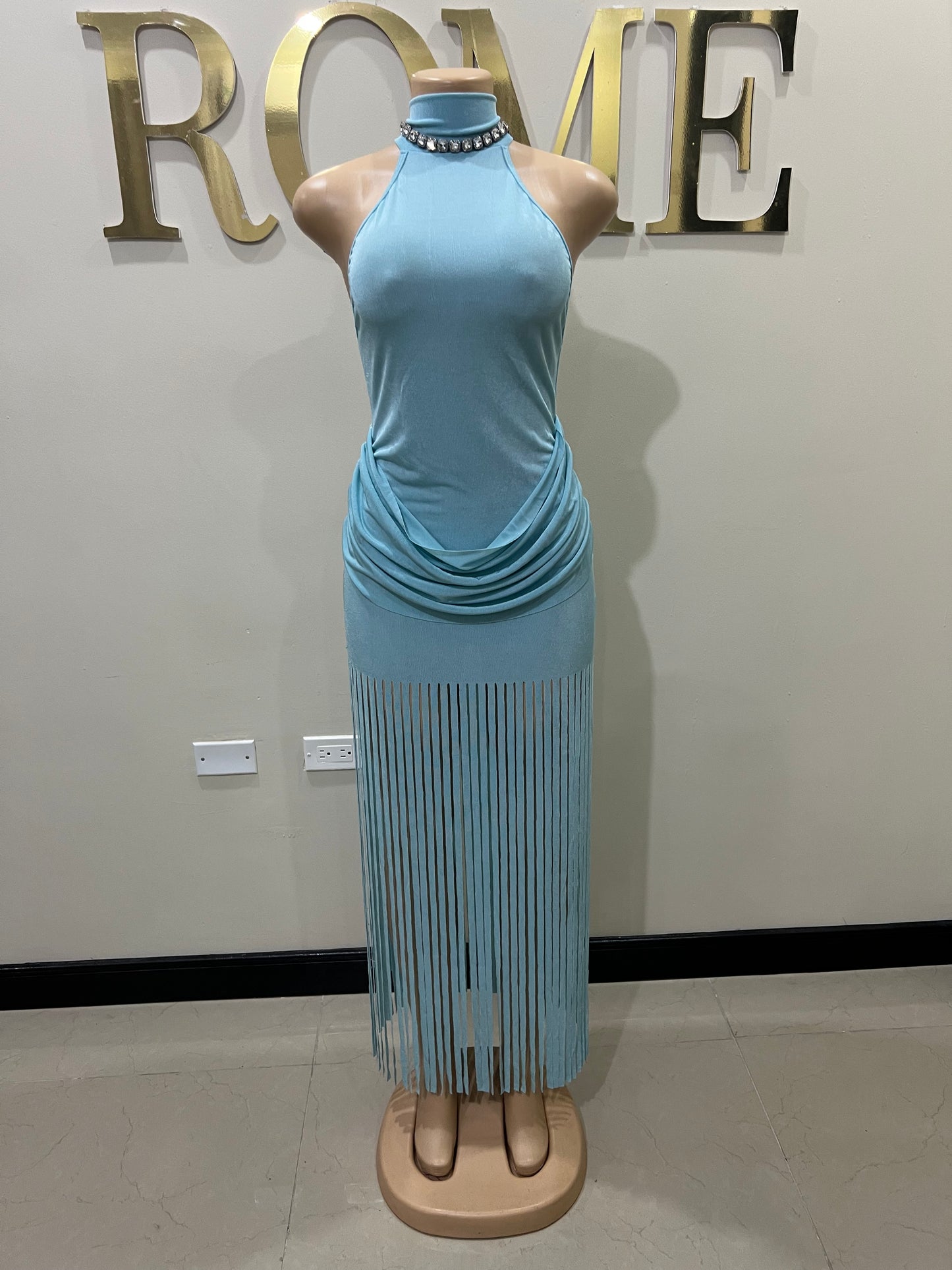 Alice Fringe Dress (Blue)