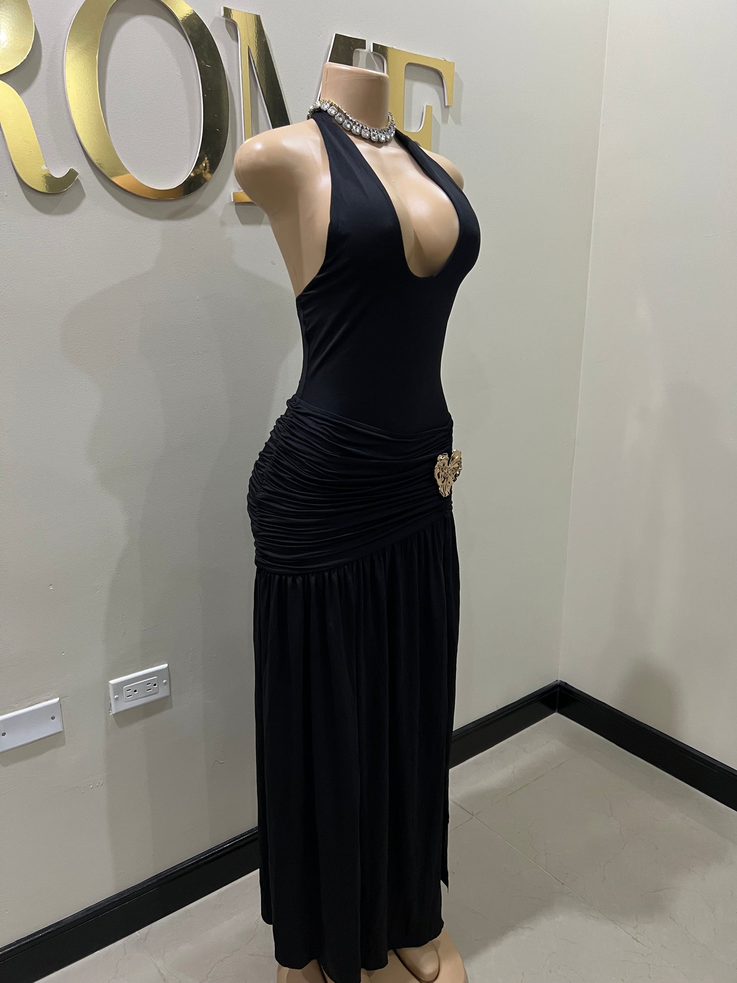 Nara Petal 2 Pcs Bodysuit & Skirt Set (Black)