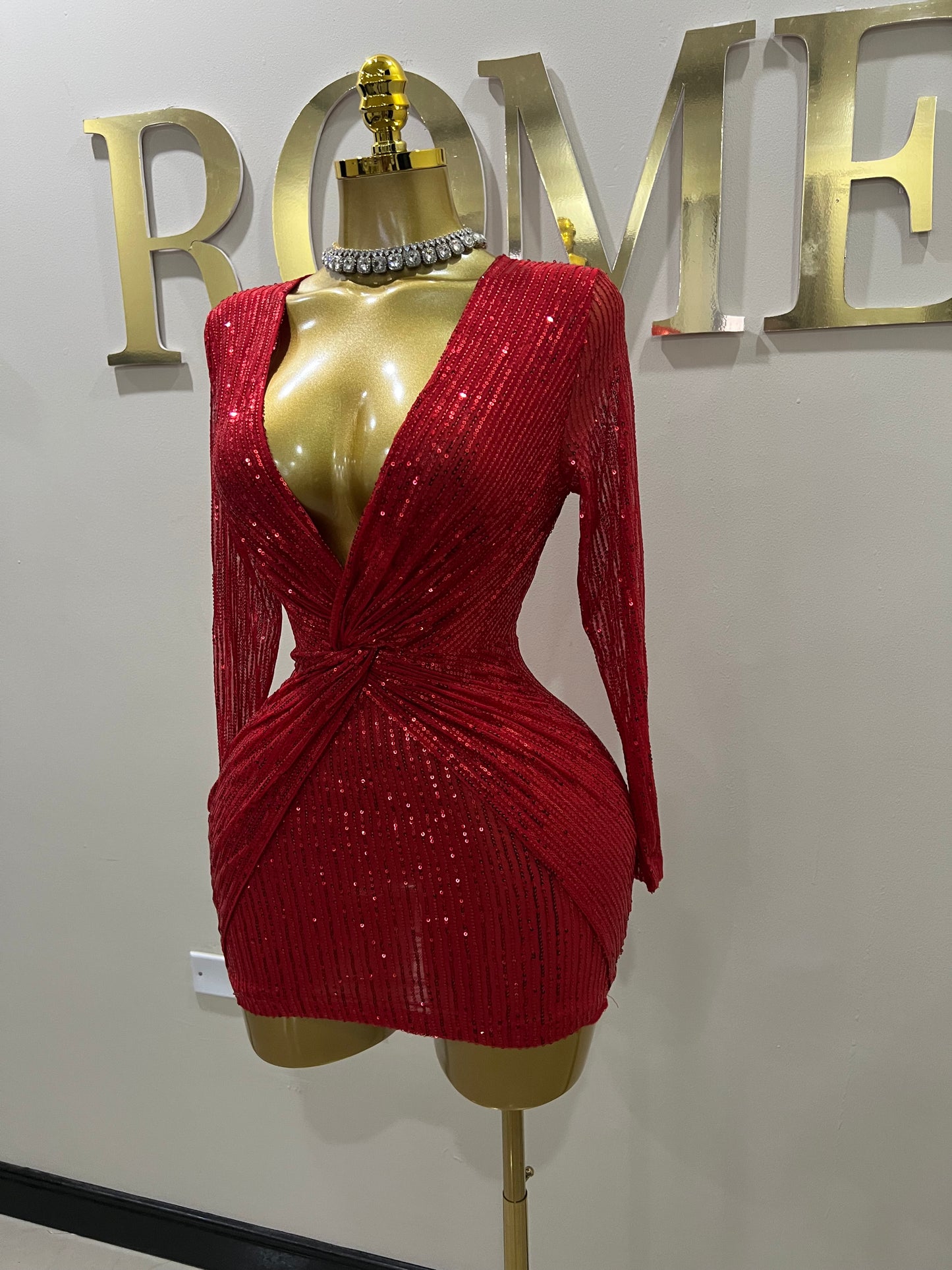 Rachel Sequin Dress (Red)