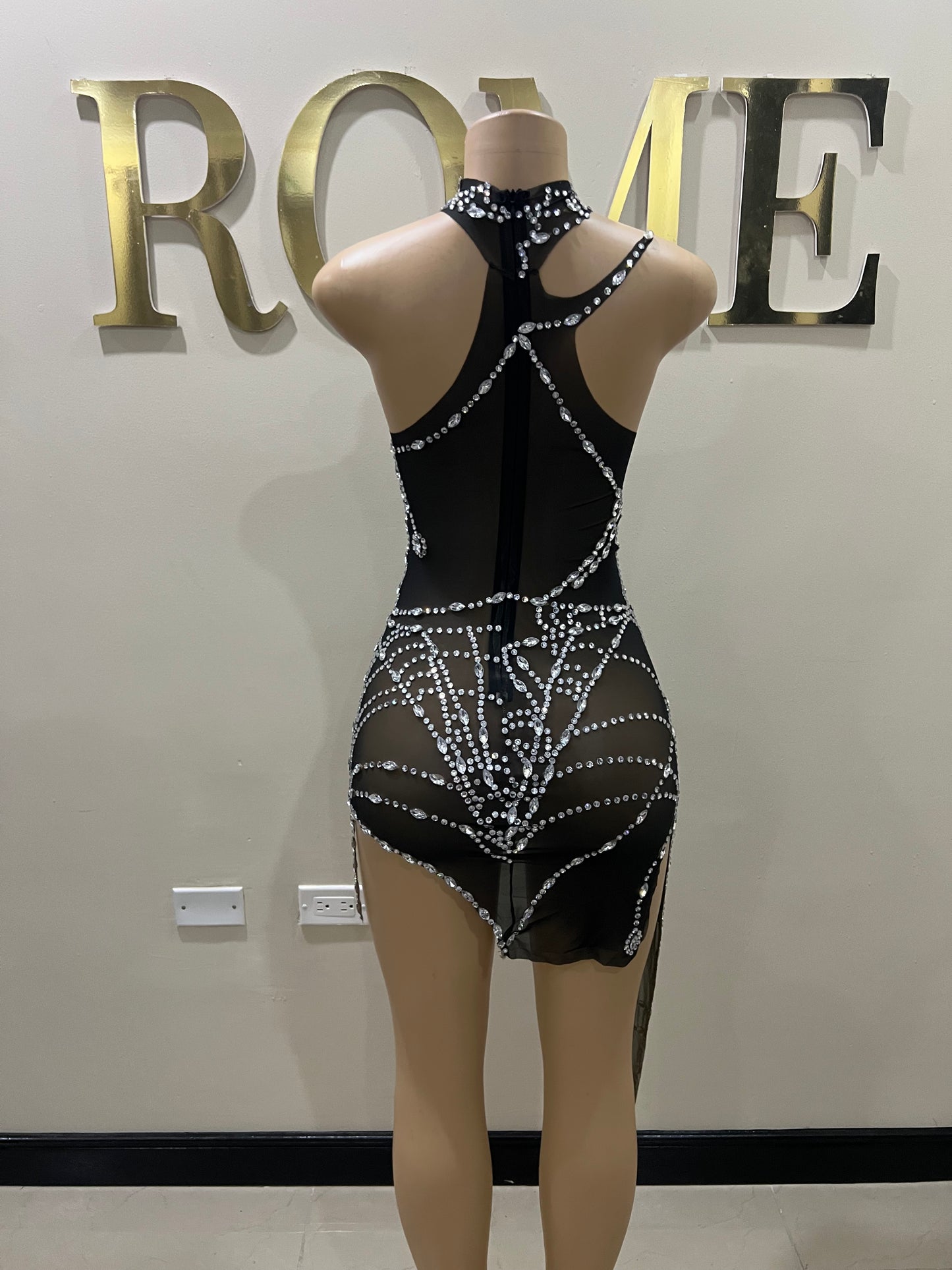 Charlotte’s Web Gemstone Mesh Dress (Black)