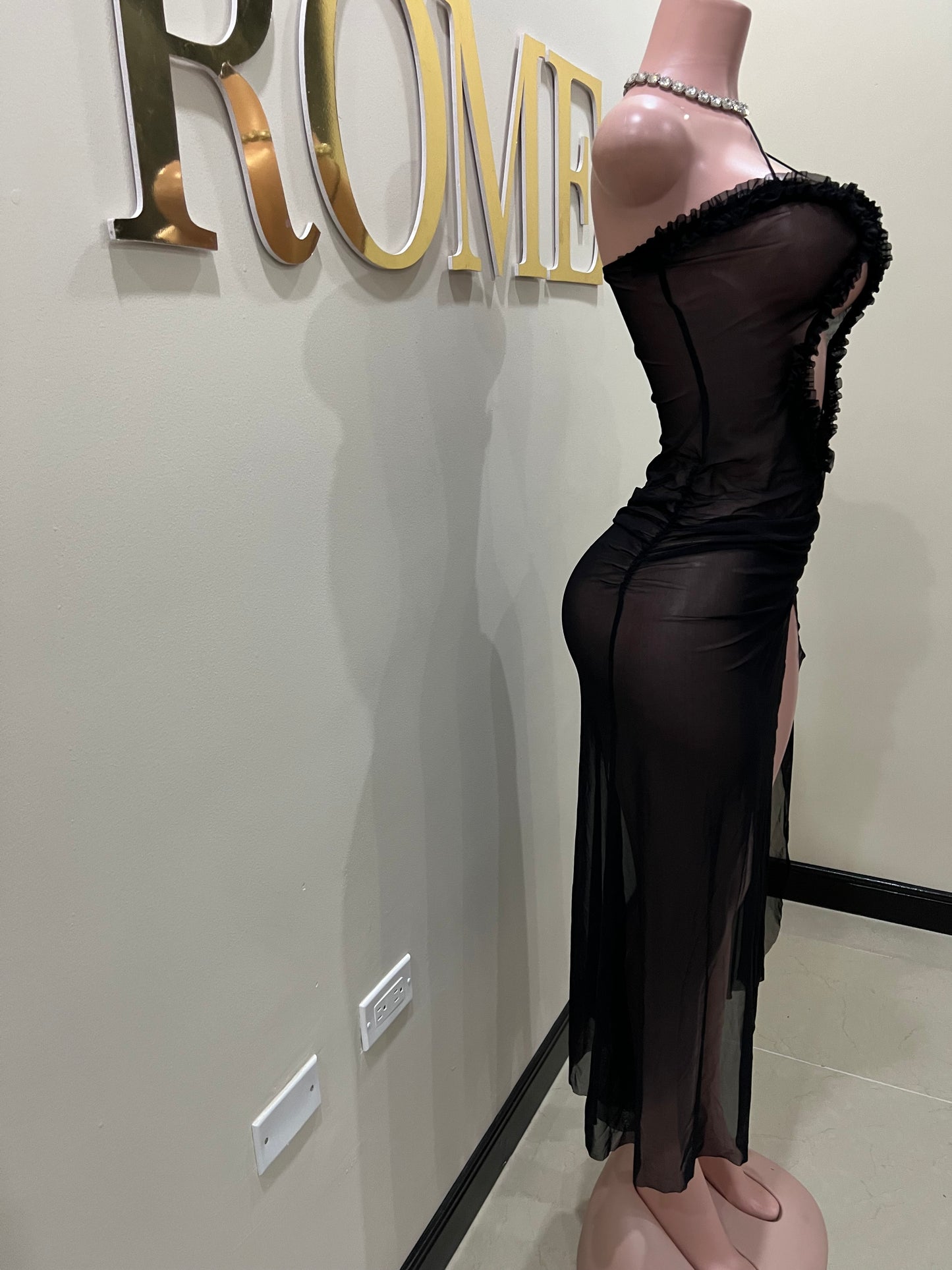 Mila Vibe Sheer Dress (Black)