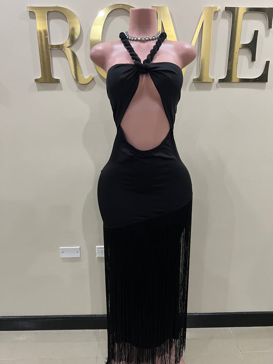 Diva Fringe Dress (Black)