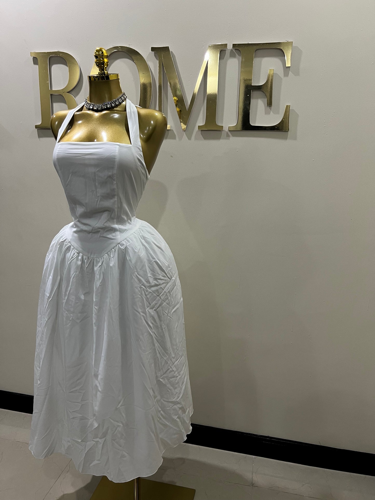 Diana Halter Dress (White)