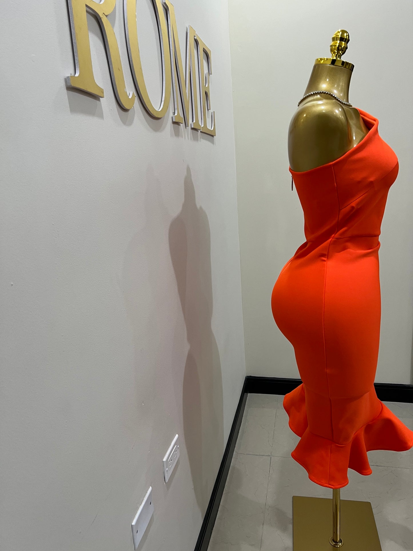 Olivia Bandage Glam Ruffle Dress (Orange)