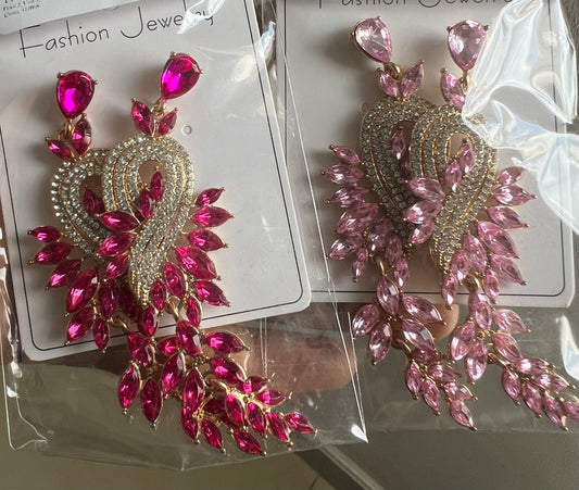 Hollywood Crystal Earrings (Pink)
