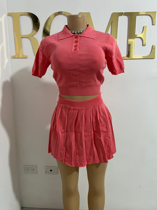 Hampton Pleated Skirt Set (Light Pink)