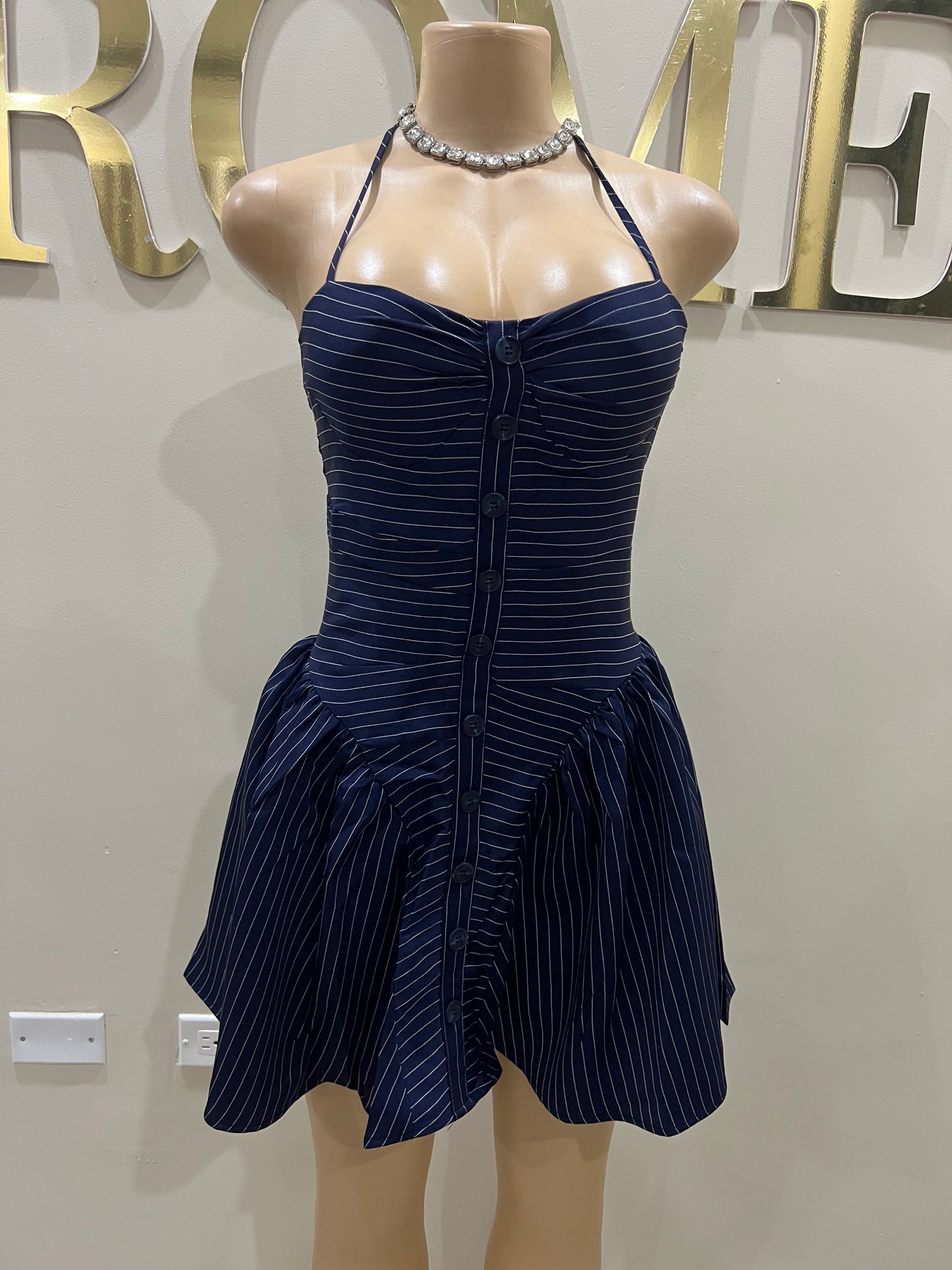 Pinstripe Diana Dress (Blue)