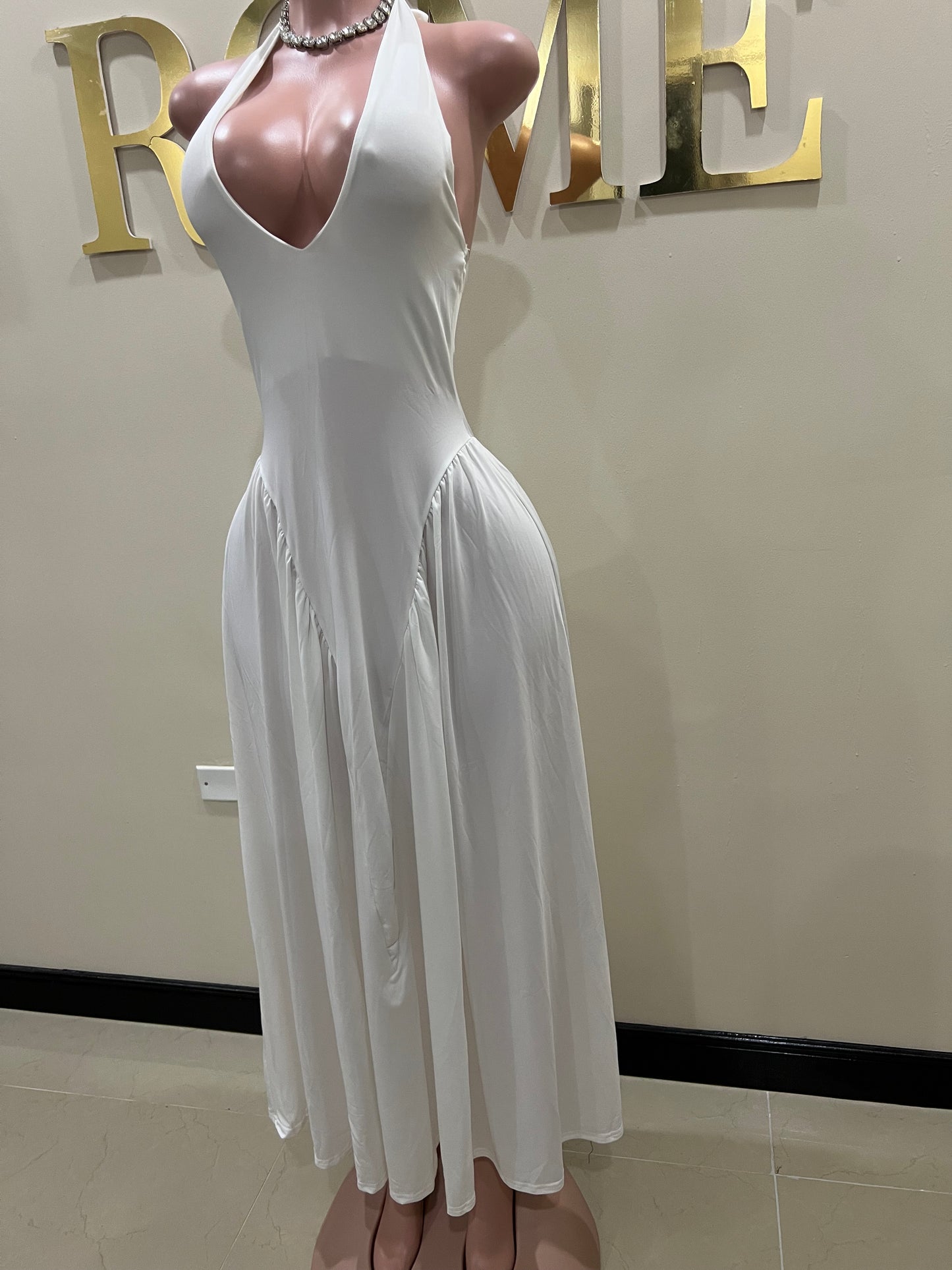 Kim Halter Diana Dress (White)