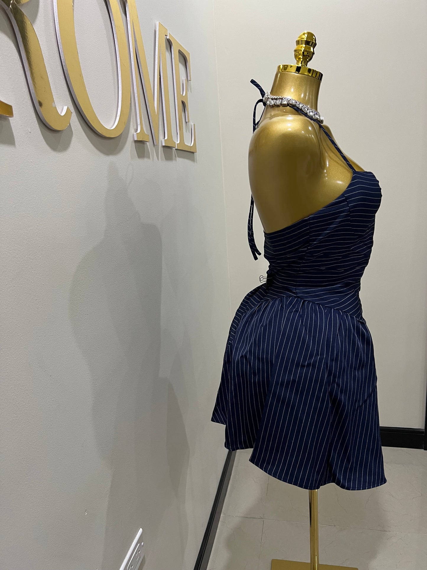Pinstripe Diana Dress (Blue)