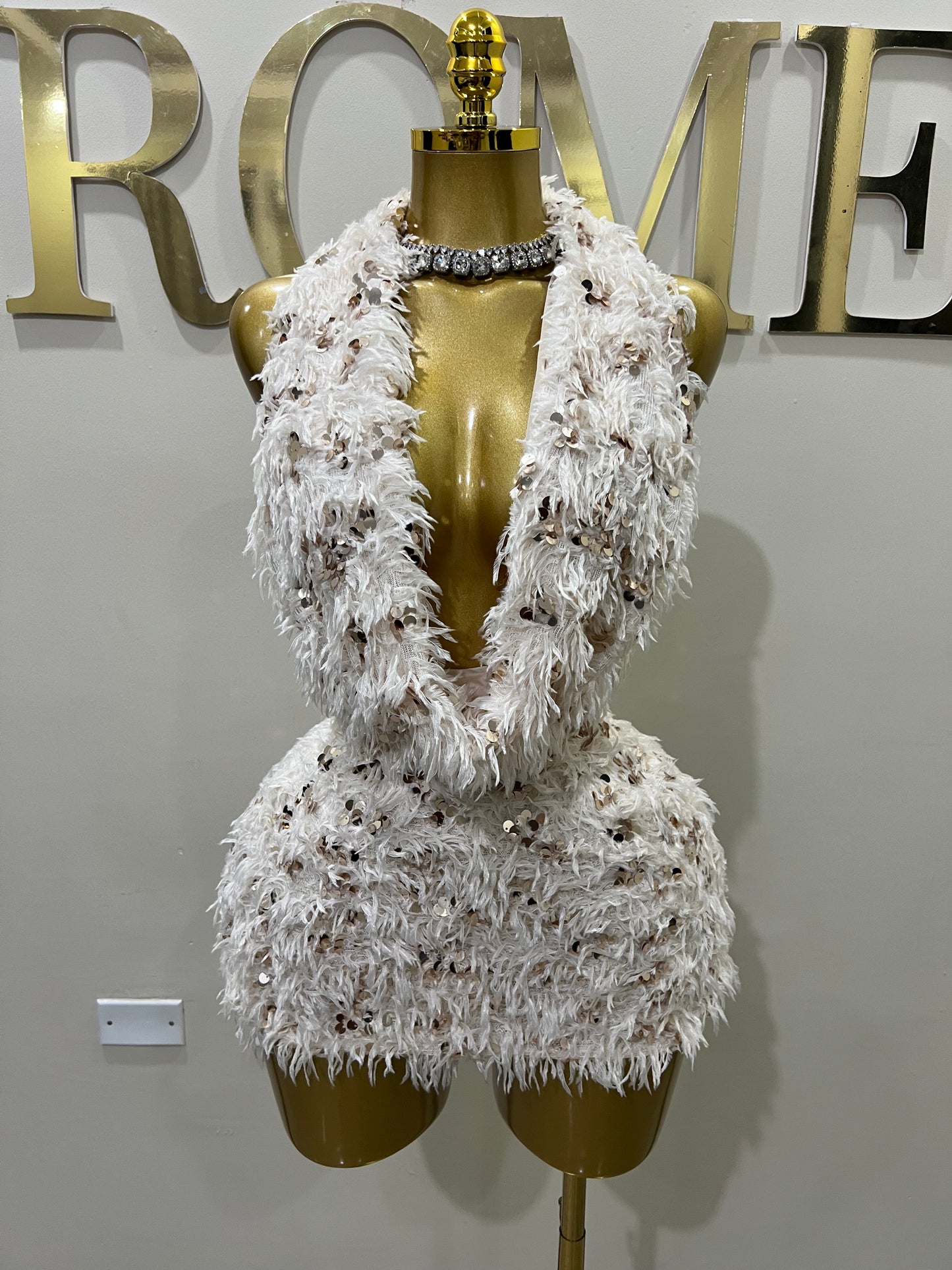 Cassie Fur Dress (Beige)