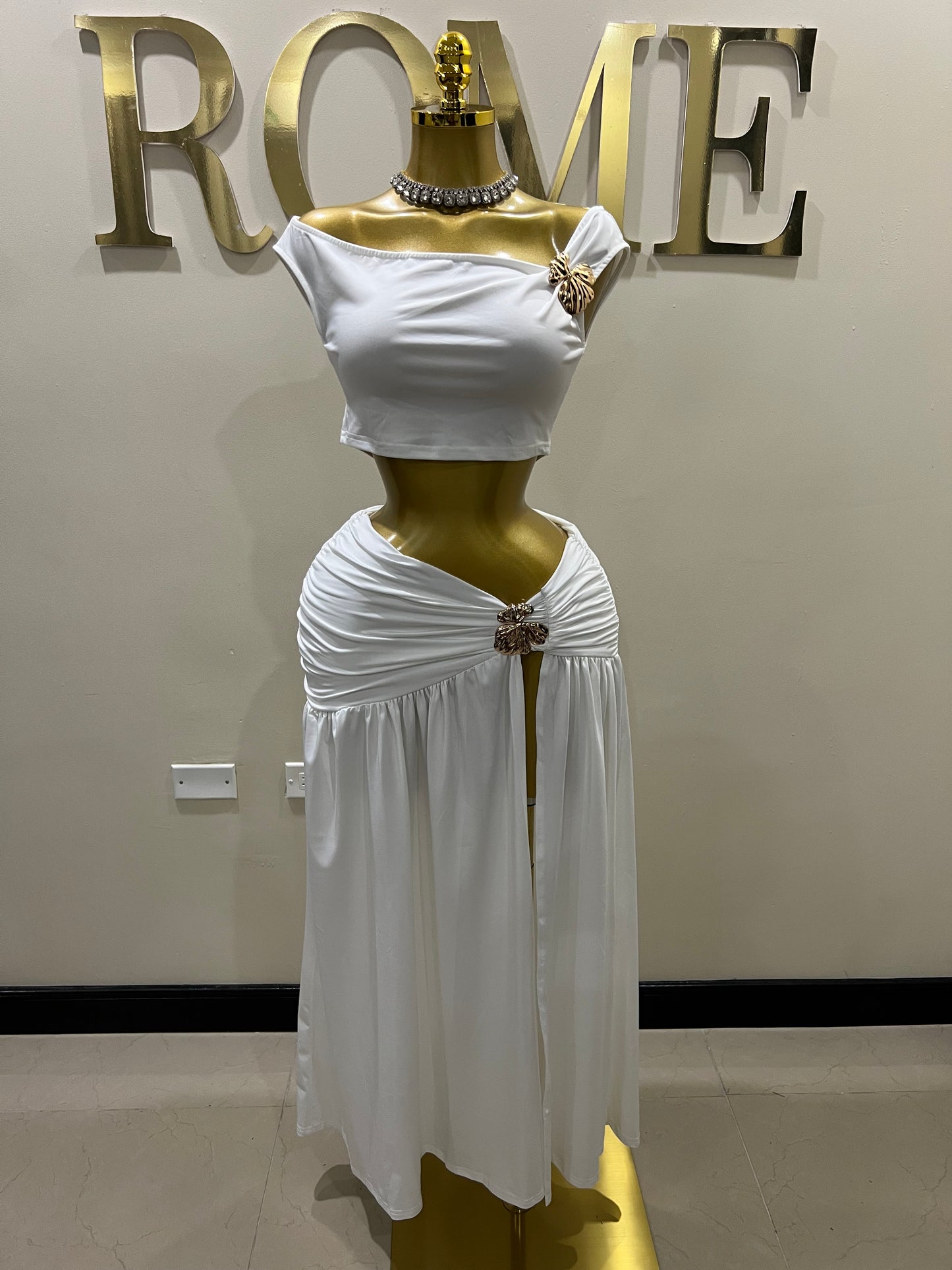 Nara Petal 2 Pcs Skirt Set (White)