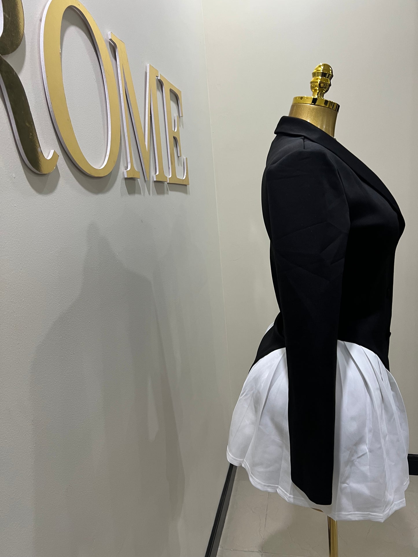 Jodie Cruella Mini Dress (Black & White)