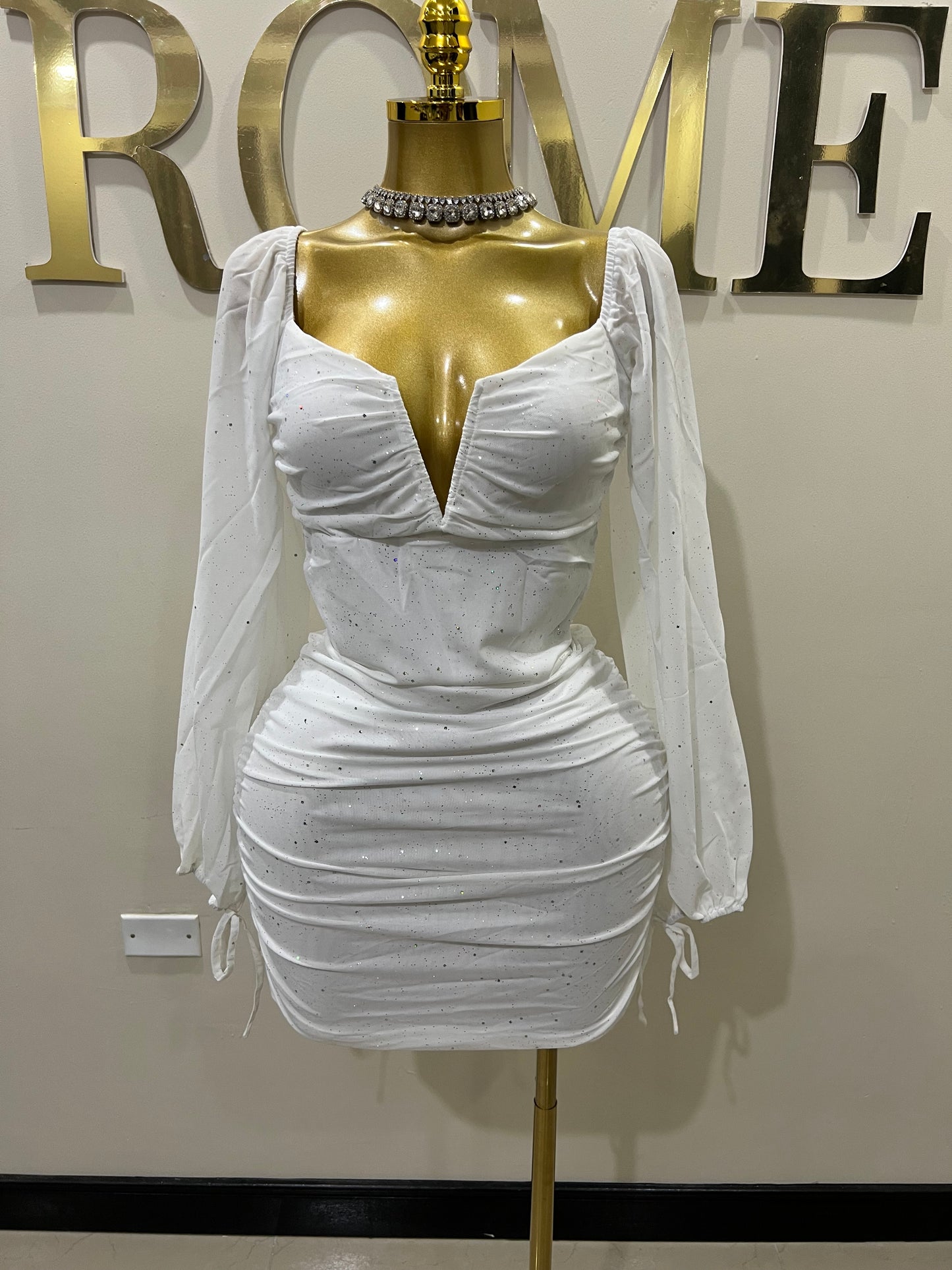 Aubrey Sprinkles Mesh Dress (White)