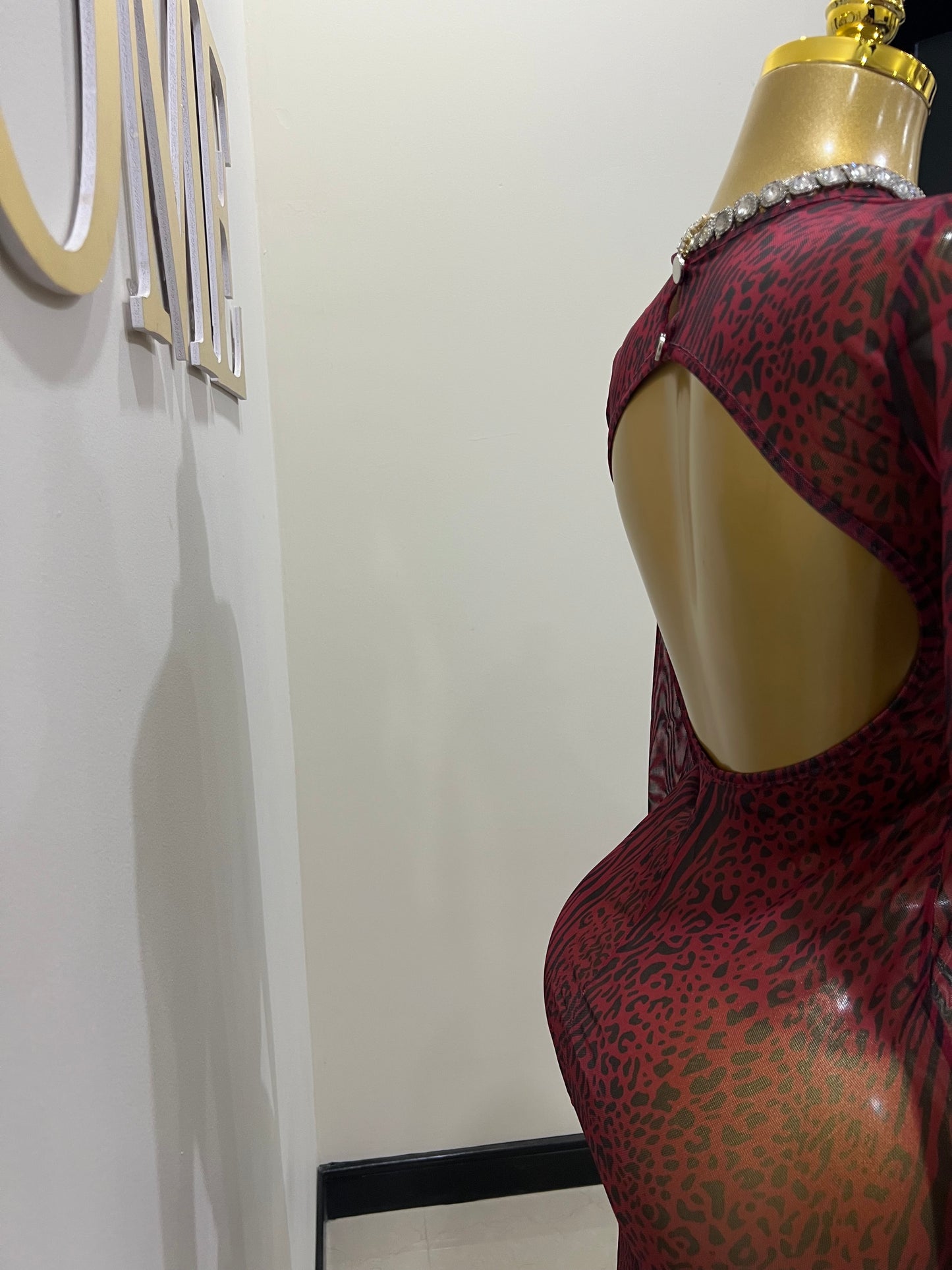Adalaine Open Back Dress (Burgundy)