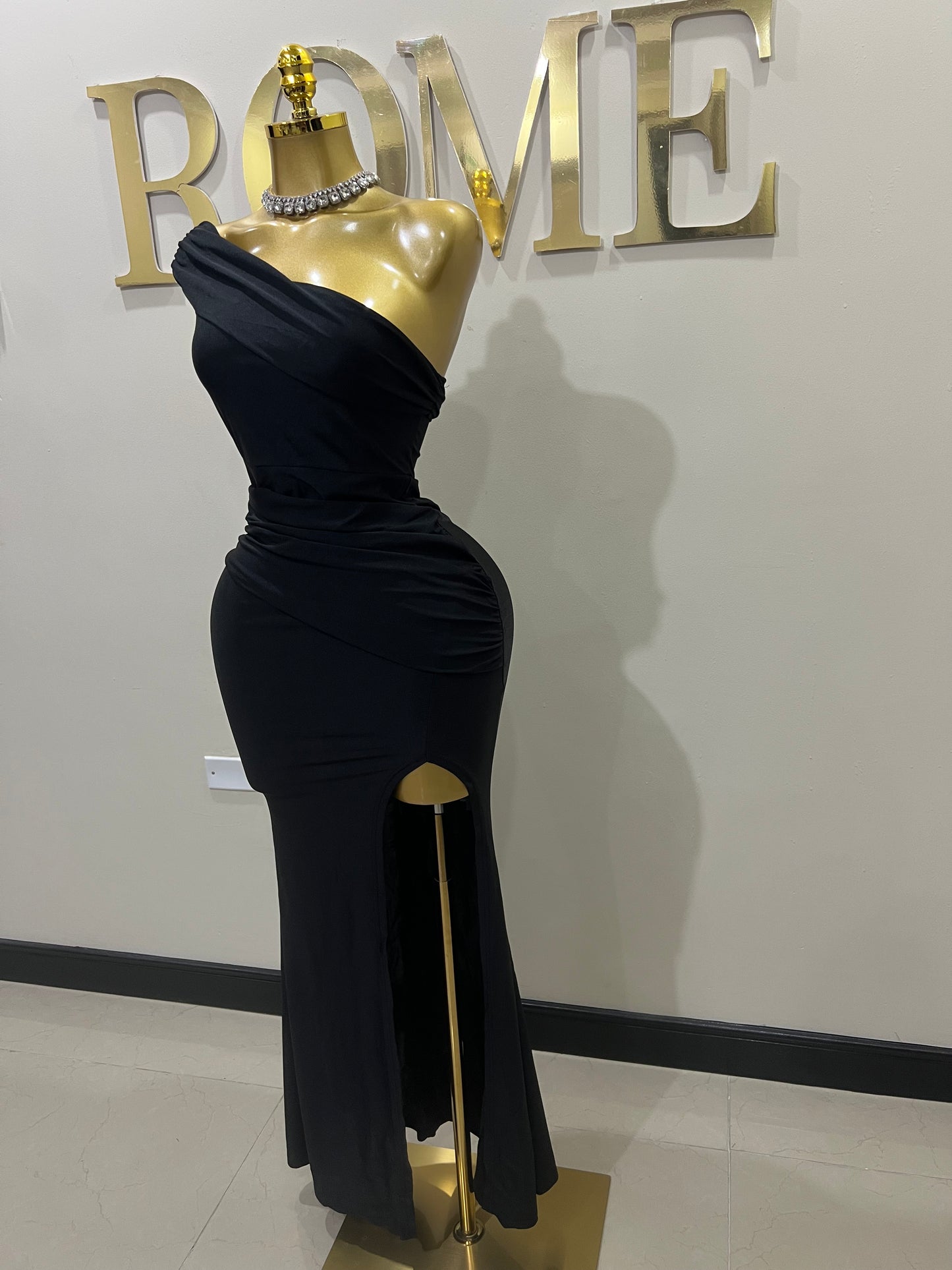 Kerry One Shoulder Dress (Black)