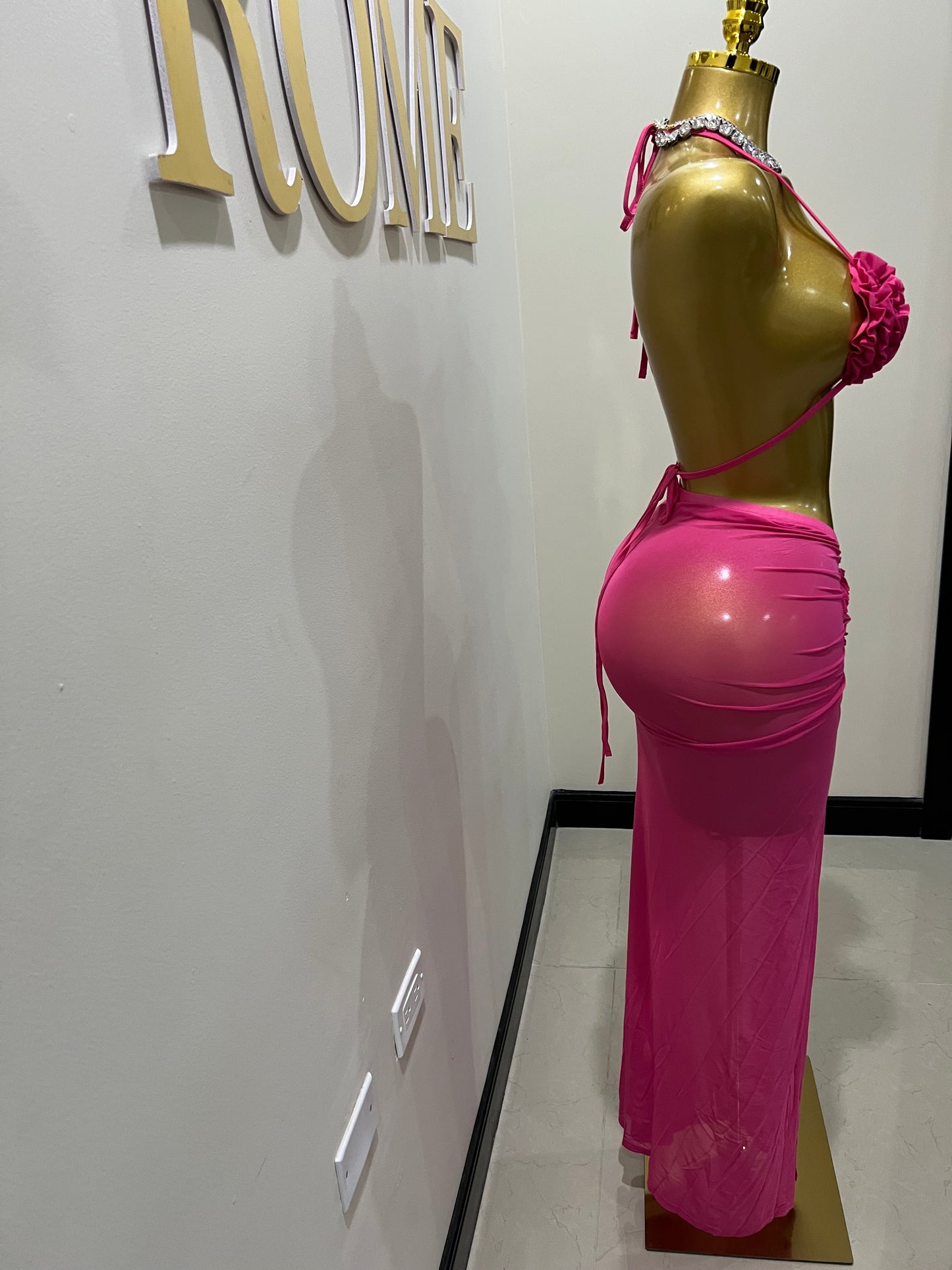 Cassie Flower 3 Pcs Mesh Skirt Set (Pink)