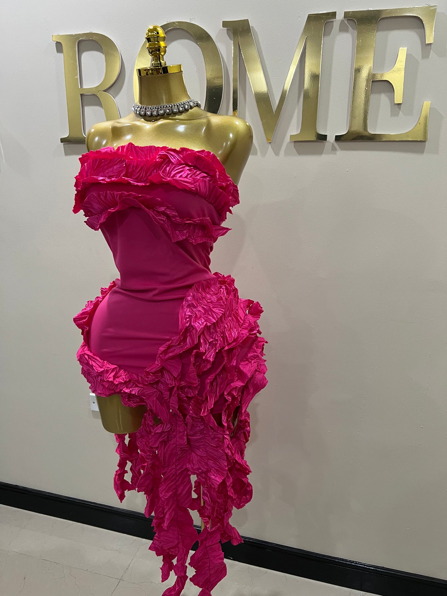 Kate Rouched Mini Dress (Pink)