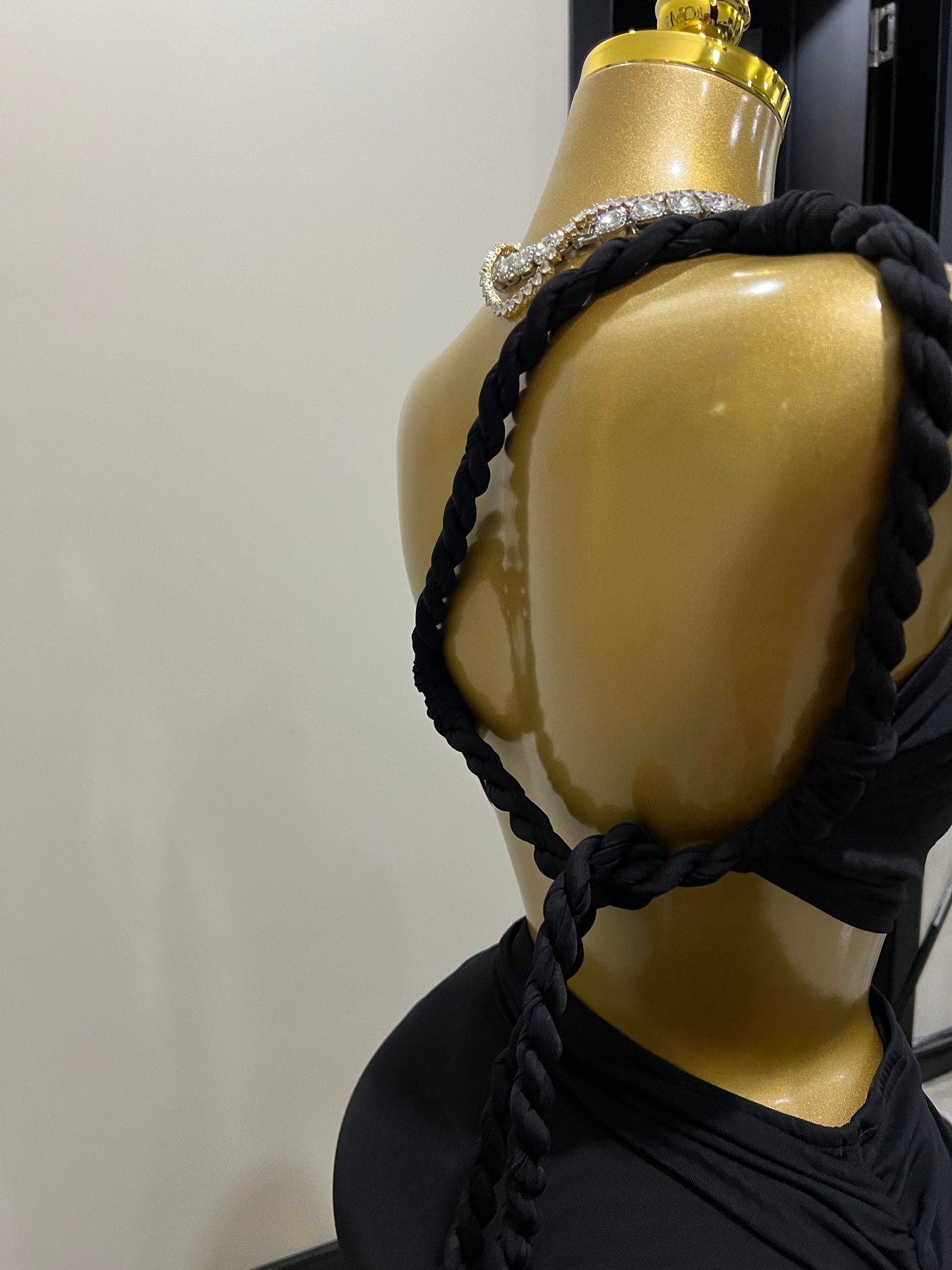 Emma Giselle Mesh Rope Dress (Black)