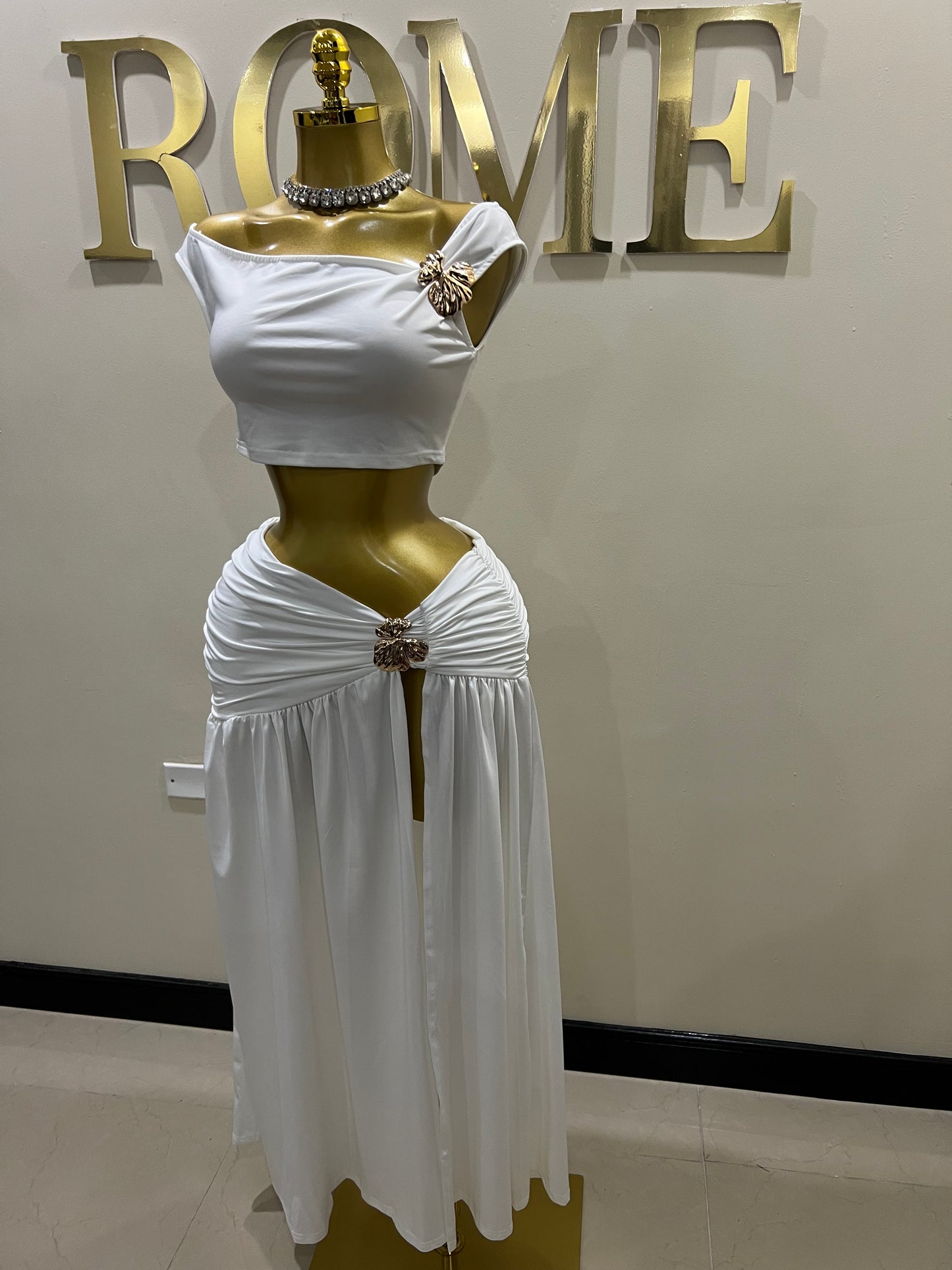 Nara Petal 2 Pcs Skirt Set (White)