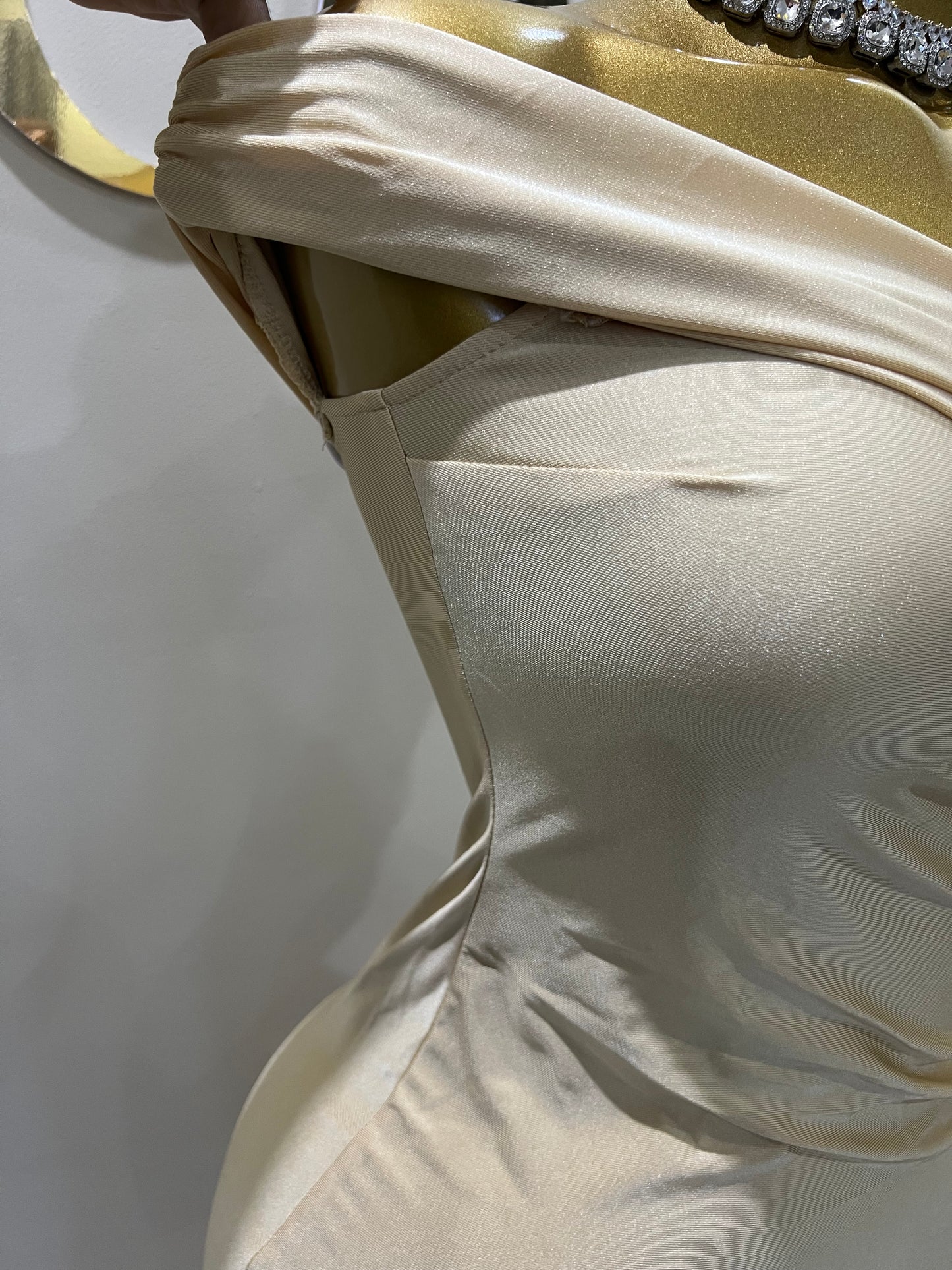 Kerry One Shoulder Dress (Soft Gold)
